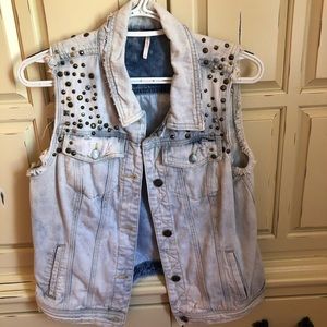 Free People Studded Jean Vest